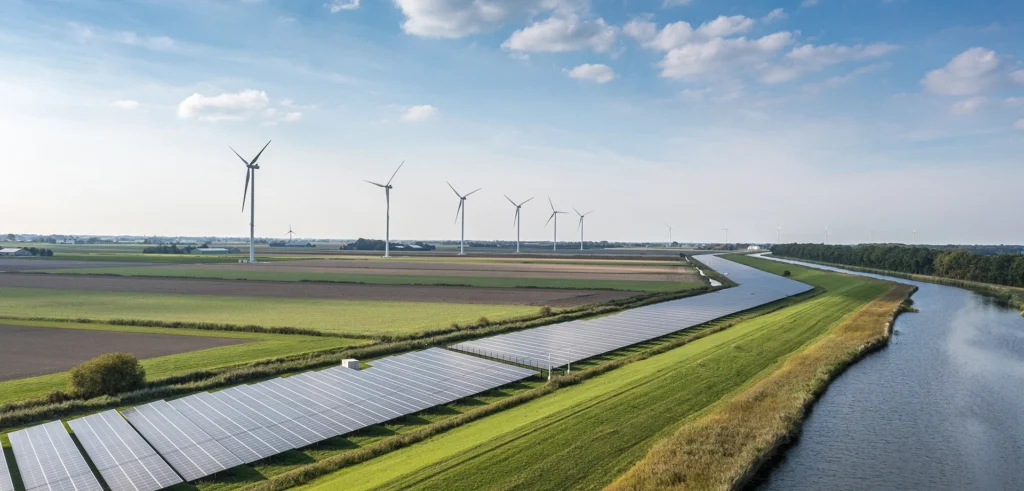 Windmills and solar panels